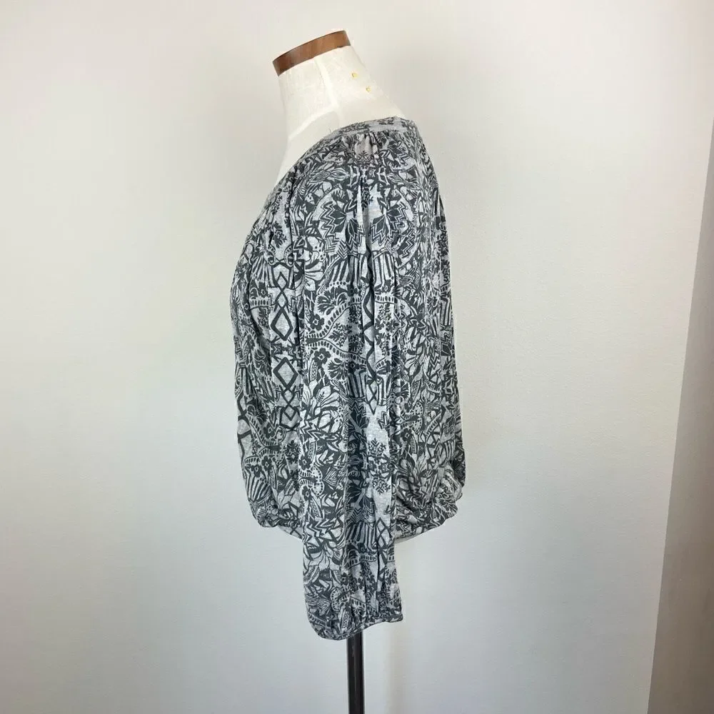 Free People Aztec Print Long Sleeve Top